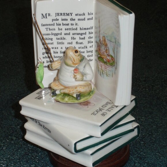 1985 Beatrix Potter Rotating Music Box Mr. Jeremy Fisher Frog Fishing Schmid - Picture 7 of 9